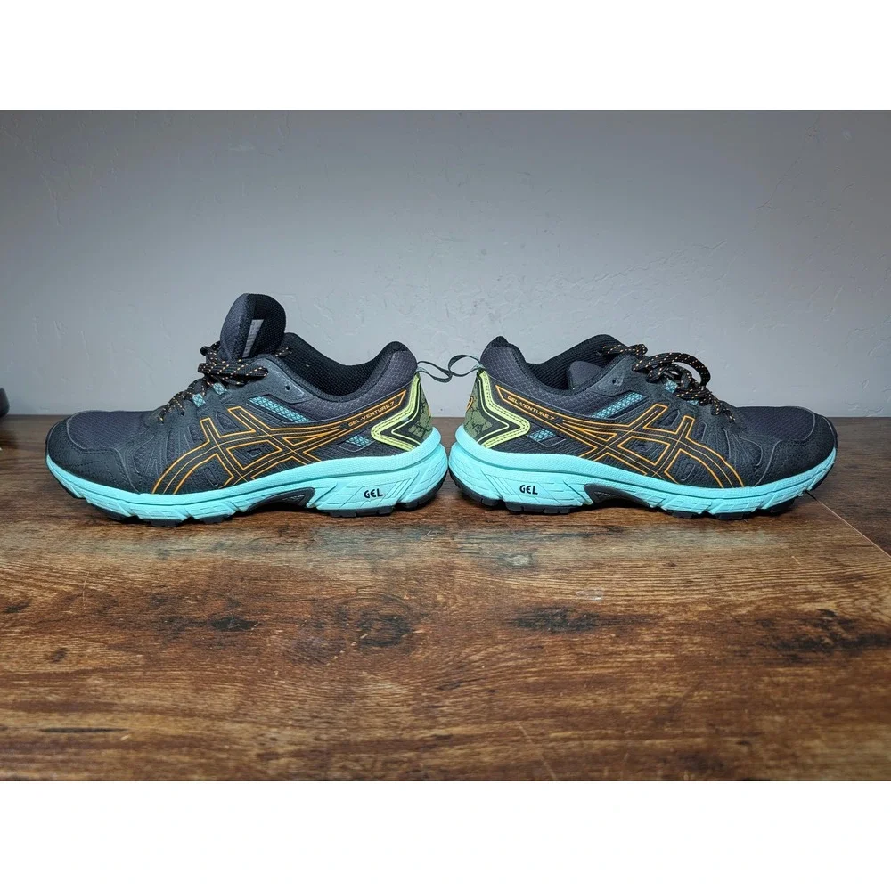 Asics Gel-Venture 7 Womens Trail Running Shoes Grey Orange Blue Size 8